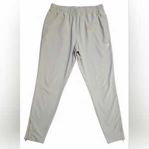 GYMSHARK Track Pants Light Grey with Drawstring Waist Zip-up Ankle Cuffs